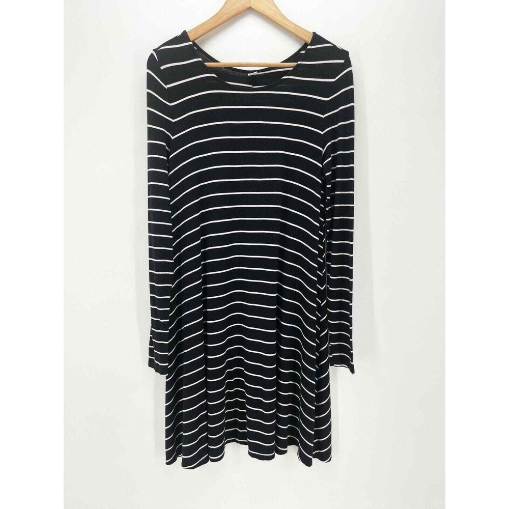 Old Navy Dress Womens Small S White & Black Striped Long Sleeve Dress EUC